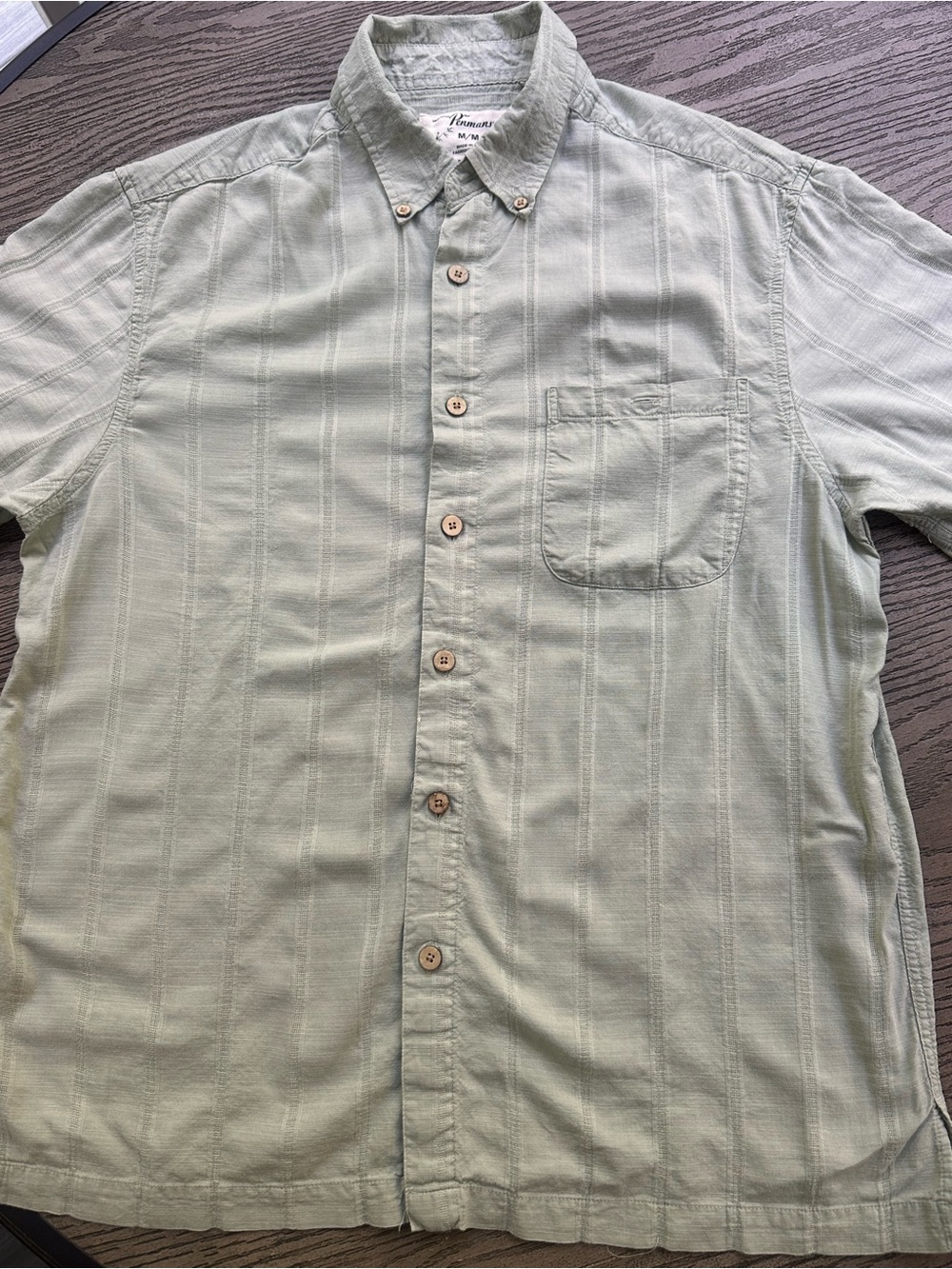 Men's Penmans  Light Sage Button-Down Bamboo Casual Shirt w/Chest Pocket Sz M